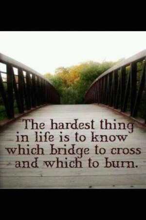 The hardest thing in life is to know which bridge to cross and which ...