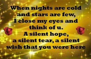 When nights are cold & stars are few, I close my eyes & think of you ...