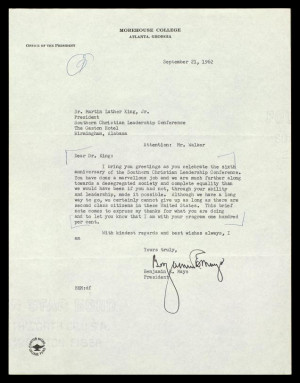 Letter from Benjamin E. Mays to MLK