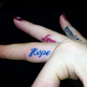 Hope Love And Promise Color Finger Tattoos