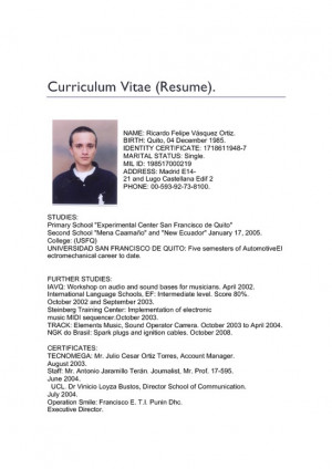 Resume Curriculum Vitae screenshot