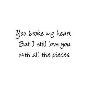 You broke my heart.. But I still love you with all the pieces.