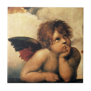 Sistine Madonna Angels by Raphael, Renaissance Art Ceramic Tile