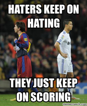 Generate a meme using Messi and Ronaldo