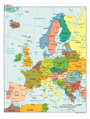Europe Map with Cities and Countries