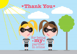 ... partner in crime postcard £ 2 50 say thank you to your partner in
