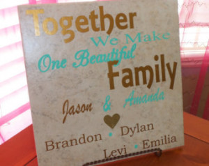 Blended Family Sign - Tile sign - P ersonalized Family Sign - Wedding ...