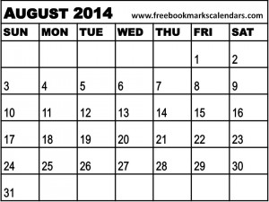 August Calendar Printable