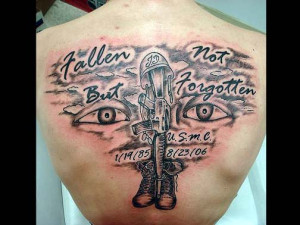 Fallen Soldier Military Tattoo For Back