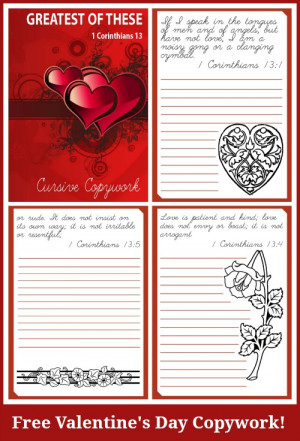 Cursive Copywork: Greatest of These – Quotes from 1 Corinthians 13