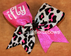 Pink Cheetah iFly Cheer Bow