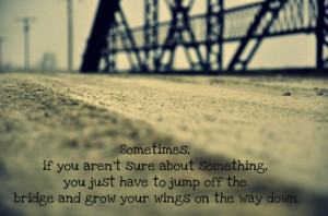 , if you aren't sure about something, you have to jump off the bridge ...