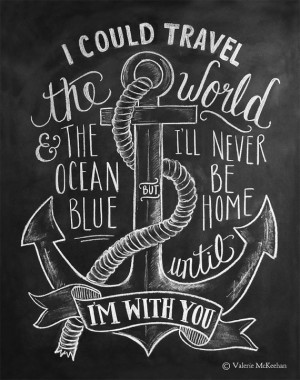 Nautical Print - Travel Print - Chalkboard Art - Anchor Illustration ...