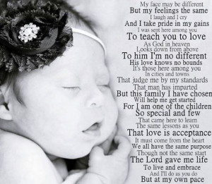 Down syndrome poem.....just beautiful!