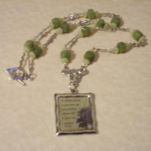 Poetics, Quotes: It Goes On Necklace - Robert Frost - Jade