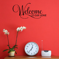 Welcome To Our Home Entry Way Vinyl Wall Decal Quote Black