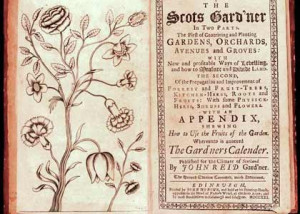 An image of a book called The Scots Gardner with black ink and floral ...