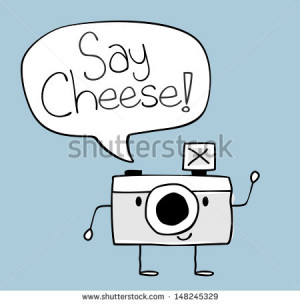 cute funny camera with say cheese text balloon, legs and arms hand ...