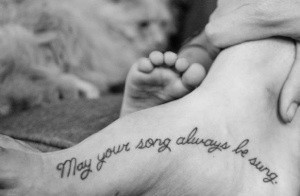 Bob Dylan quote, foot tattoo. Forever Young