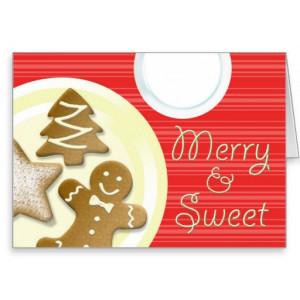 Milk cookies merry & sweet red stripes holiday cards
