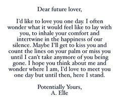 dear future lover More