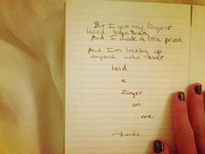 Lorde's handwritten lyrics for Yellow Flicker Beat. (Source: Instagram ...