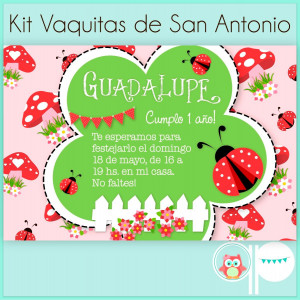 invitaciones kit imprimible vaquitas de san antonio bautismo