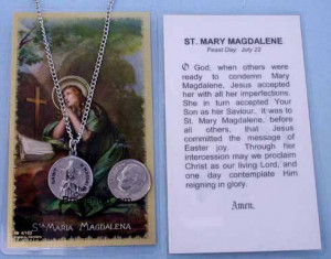St Mary Magdalene Medals Chain and Laminated Prayer card Pewter Medals ...