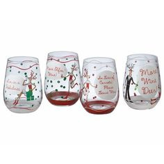 Flirty Reindeer Stemless Wine Glass - Painted Wine Glass - Christmas ...
