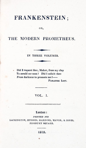 Mary Shelley Frankenstein Original Book Cover Title-page of the first