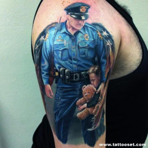 Police Officer Thin Blue Line Tattoo