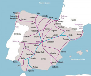 high speed train spain map