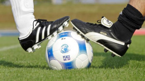 ... Adidas soccer shoes before a friendly soccer match in Herzogenaurach