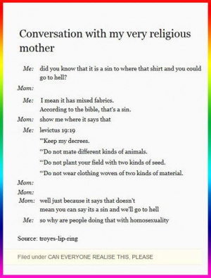 Religious mother is mostly speechless while her tolerant child quotes ...