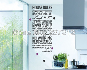 Free-Shipping-House-Rules-Family-Love-Heart-Art-Wall-Stickers-Quotes ...