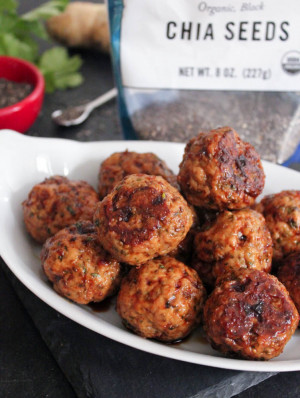 Chia Seed Pork Meatballs with Spicy Ginger-Soy Glaze HD Wallpaper