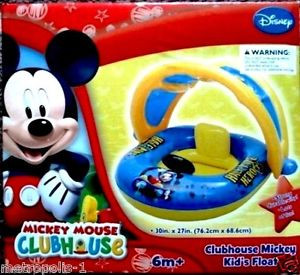 MICKEY-MOUSE-CLUBHOUSE-KIDS-POOL-FLOAT-WITH-SUN-SHADE-CANOPY-STEERING ...