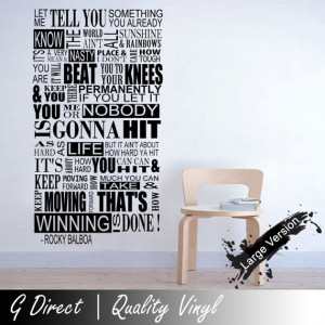 Rocky Balboa Mural Inspirational Quote Wall Sticker by GDirect, £24 ...