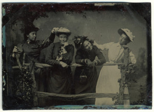 Four Women Posing Humorously, 1890