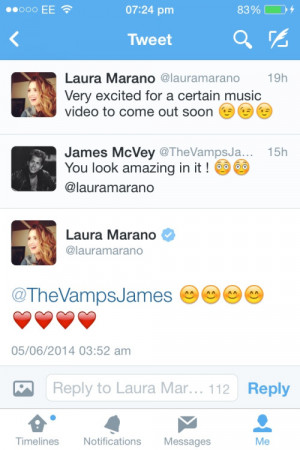 James McVey and Laura Marano are flirting on Twitter ATM