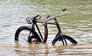 Newest Latest Funny Flood Bike Cycle Pics | its Happen only in India