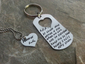 Couples Quote Hand Stamped Dog Tag Set