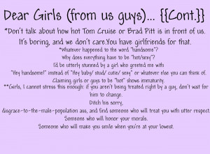 Dear Girls (from us guys)... {{A letter to us girls}} {{Cont.}}