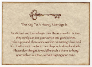 Wedding Wish Tree Tags / Advice Cards Instruction Sign - Key To A ...