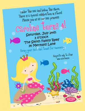 Mermaid Under the Sea Swim Birthday Party Invitation Printable - You ...