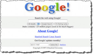 Google homepage prototype debuted in November 1998. Earlier that year ...