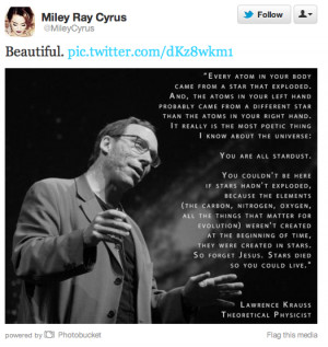 The picture quotes Lawrence Krauss . Actually, those aren’t Krauss ...