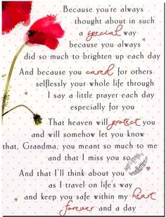 grandmother poems for funeral google search more grandmothers poem ...