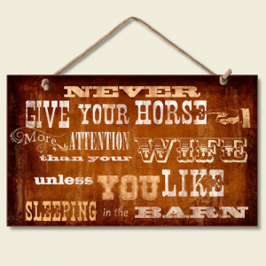 Details about Western Lodge Cabin Decor ~Never Give Your Horse~ Wood ...