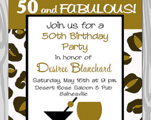 Milestone birthday party invitation - 50 and Fabulous - 50th Birthday ...